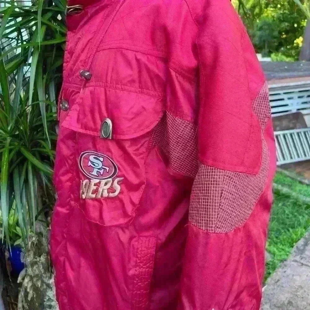 San Francisco 49ers NFL Puffer Jacket‎ Hoody Mens Medium Vintage Pro Line - Picture 3 of 14